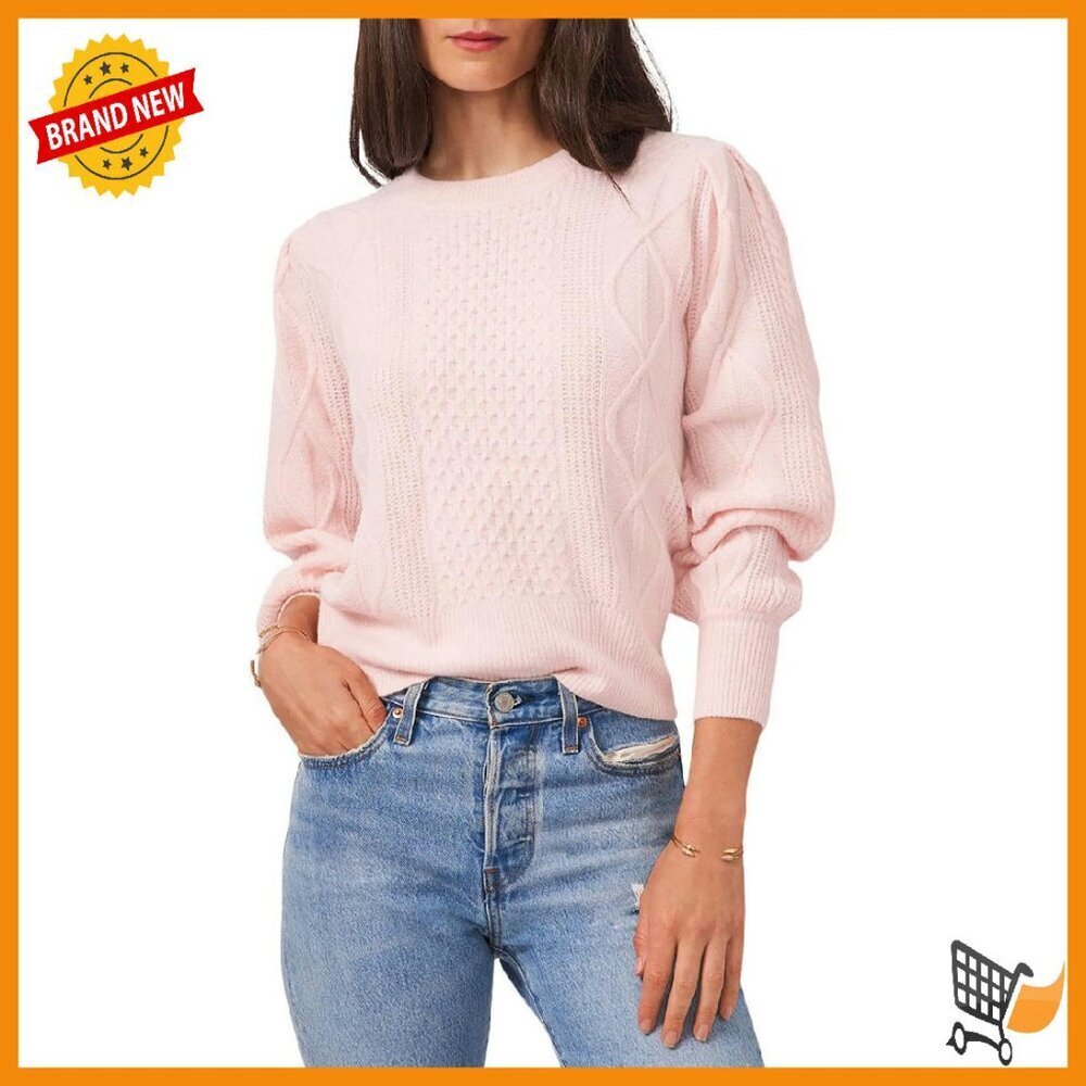 Variegated Cable Knit Pullover Sweater, Long Sleeve, Acrylic Blend, Large/X